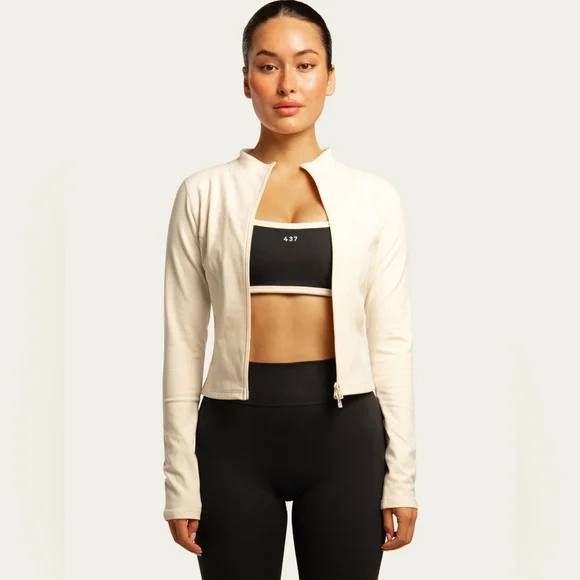 437 The Curve Jacket Crop Full Zip In Craam Sz XS - Picture 3 of 12